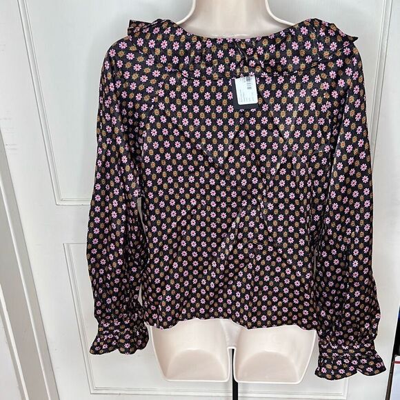Raquel Allegra Dolly Silk Blouse Daisy Print Size 1/Medium/6 US Nwt - Picture 6 of 9